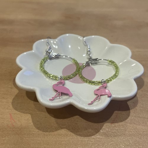 Boucles d’oreilles perles miyuki et flamants roses