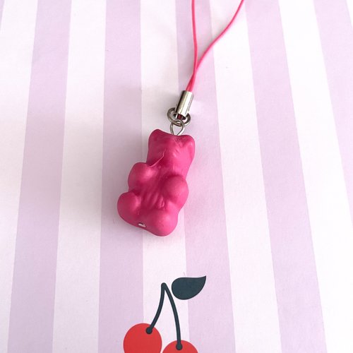 Strap bijou de téléphone portable ours en pâte polymère