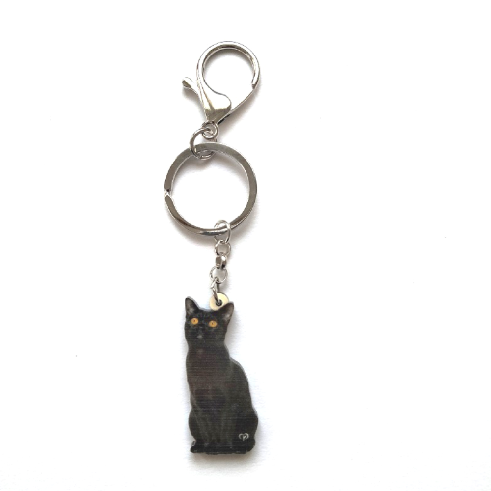 Achat porte-clés chat noir 12cm. Peluche personnalisée.