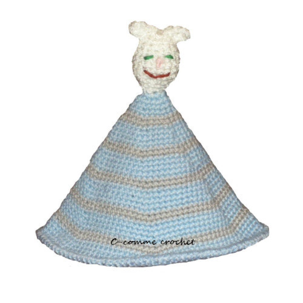 Calinou Doudou Peluche Originale Au Crochet Bleu Fait Main Pour Votre Bebe Un Grand Marche