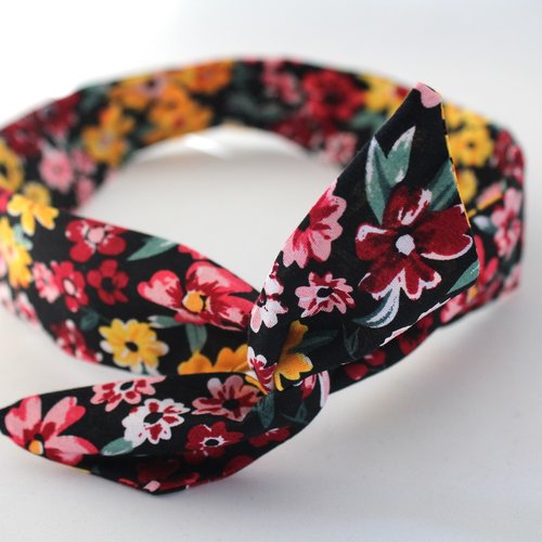 Bandeau rigide femme liberty noir et multicolore