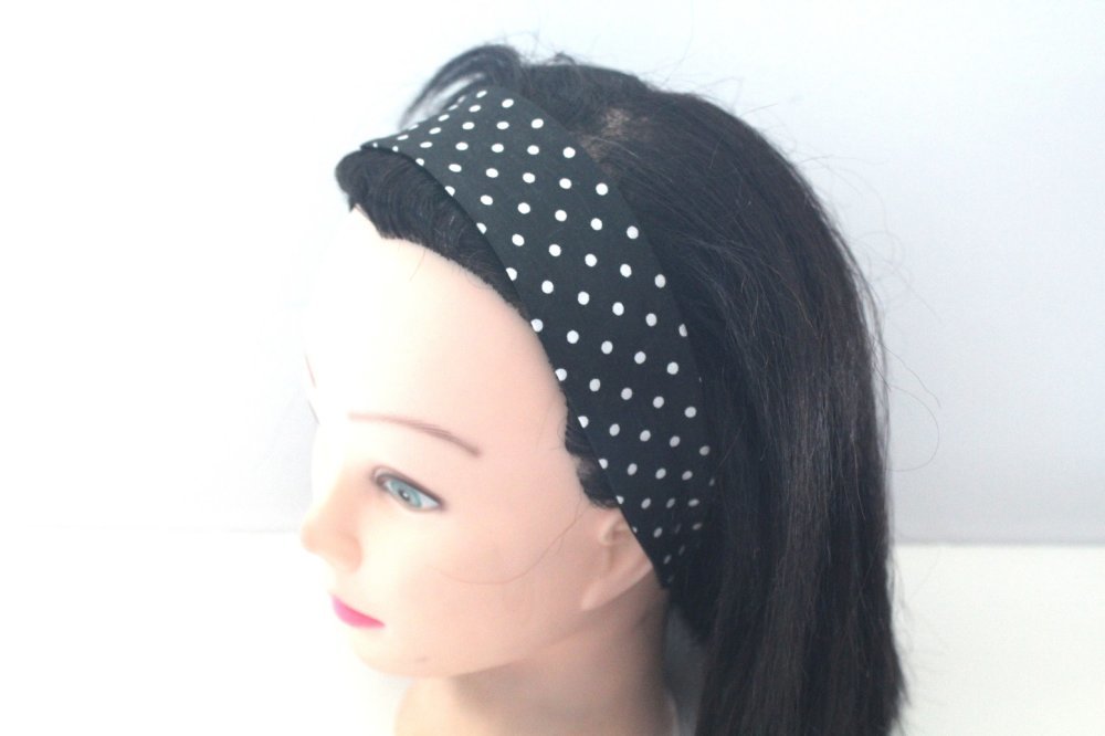 Bandeau cheveux femme à pois noir et blanc : accessoires-coiffure