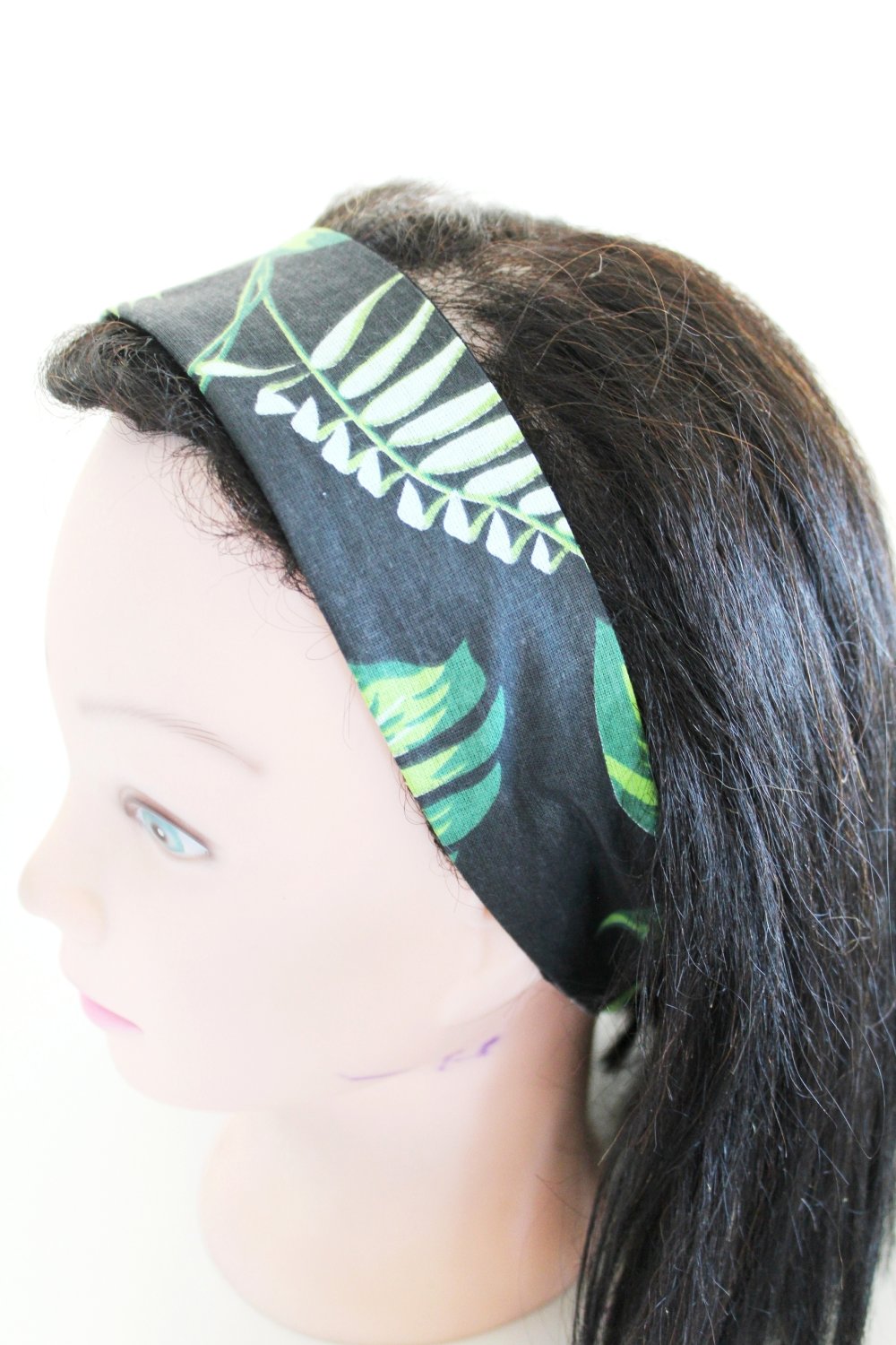 Bandeau cheveux femme tropical noir et vert