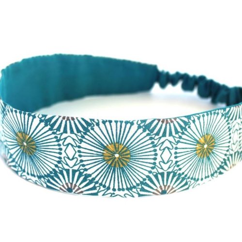 Bandeau cheveux femme mandala émeraude et blanc