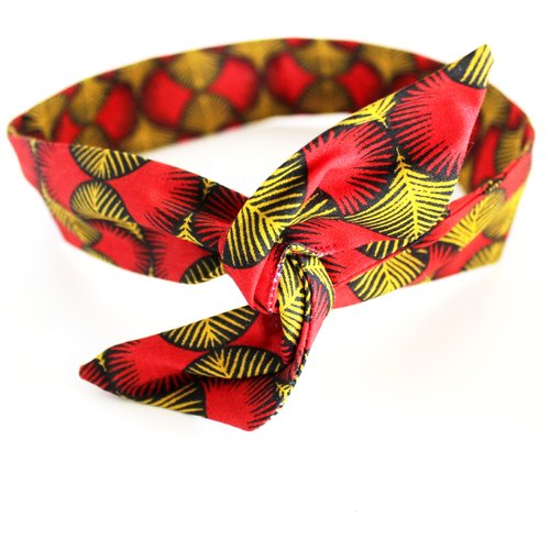 Bandeau rigide femme wax rouge et jaune