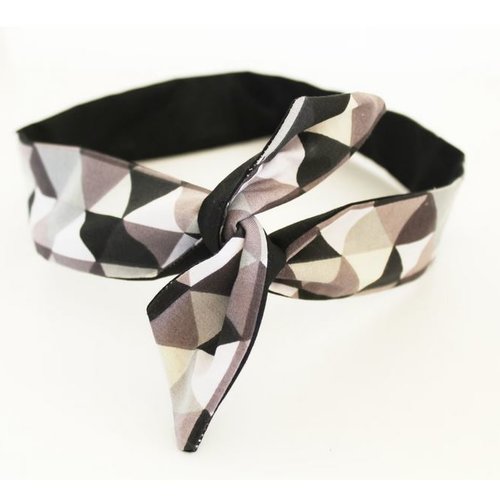 Bandeau cheveux rigide femme graphique noir et gris