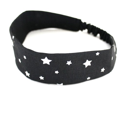 Bandeau cheveux fille étoiles noir et blanc