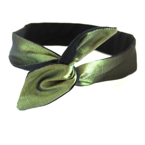 Bandeau rigide femme taffetas vert olive et noir