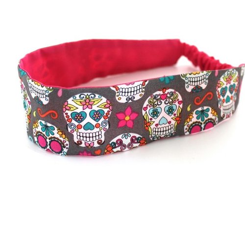 Bandeau cheveux enfant tête de mort multicolore