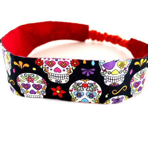 Bandeau cheveux enfant tête de mort multicolore