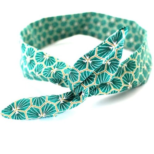 Bandeau cheveux rigide femme vert et doré