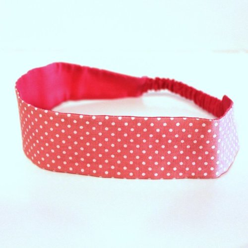 Bandeau cheveux enfant  à pois rose et blanc