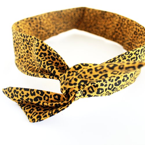 Bandeau cheveux rigide femme léopard jaune et noir