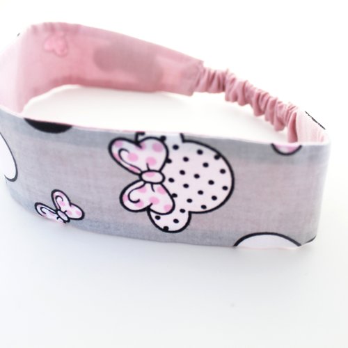 Bandeau cheveux fille minnie gris et rose