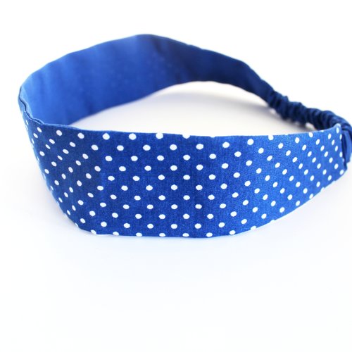 Bandeau fille à pois bleu et blanc
