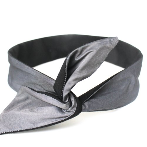 Bandeau cheveux rigide femme gris argenté et noir