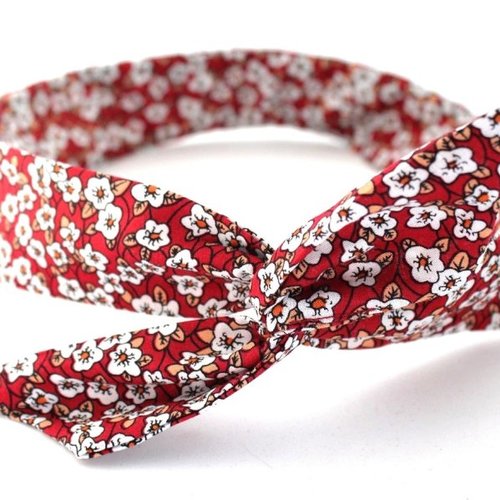 Bandeau rigide femme liberty rouge et blanc