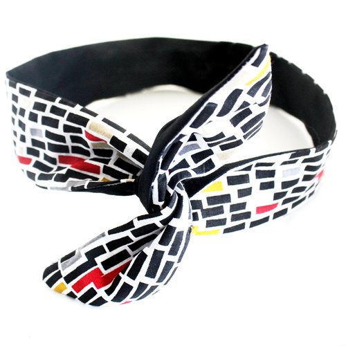 Bandeau cheveux rigide graphique noir et blanc