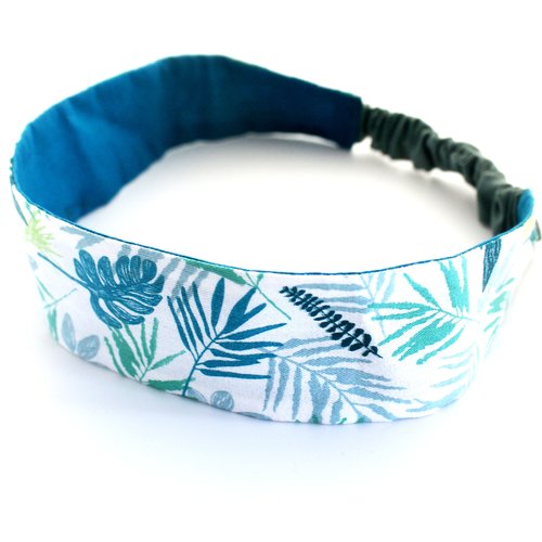 Bandeau cheveux femme tropical bleu et vert