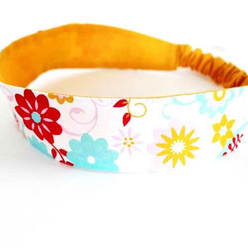 Bandeau cheveux fille fleurs multicolores