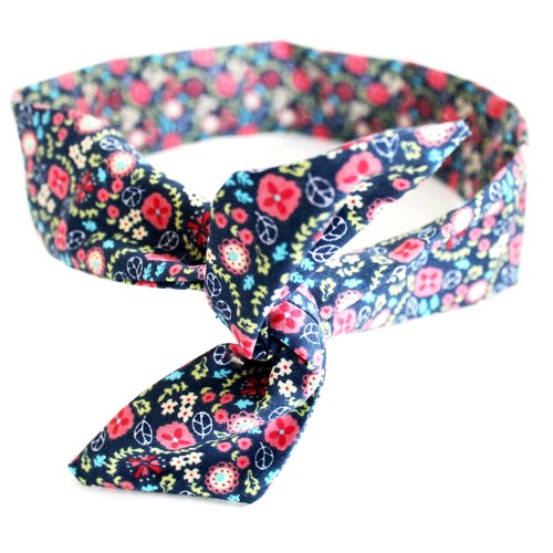 Bandeau rigide femme fleurs bleu et rose