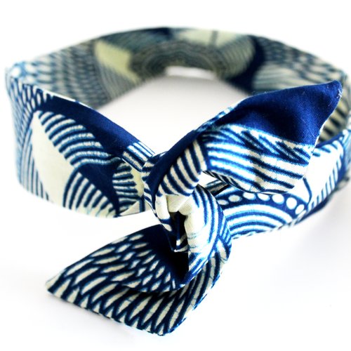 Bandeau rigide wax beige et bleu