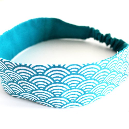 Bandeau cheveux enfant turquoise et blanc