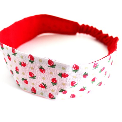 Bandeau cheveux fille fraises rouge et blanc