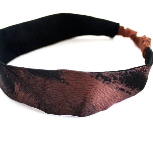 Bandeau cheveux femme marron et noir taffetas