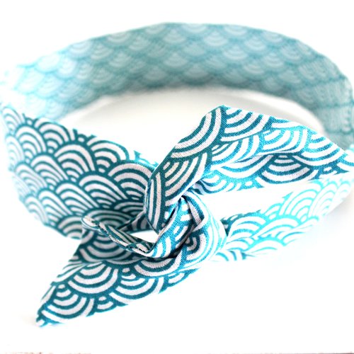 Bandeau rigide femme éventails turquoise