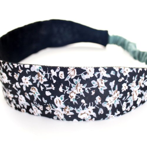 Bandeau cheveux femme fleurs noir et blanc
