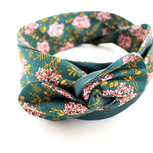 Bandeau cheveux rigide femme vert et orange