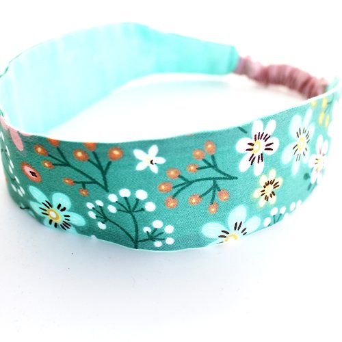 Bandeau fille imprimé vert et fleurs
