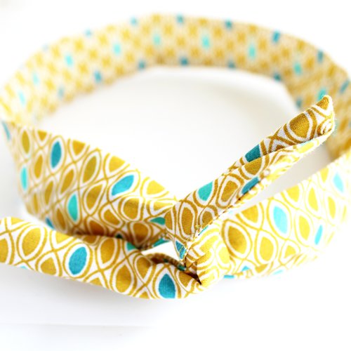 Bandeau rigide femme jaune, turquoise et blanc