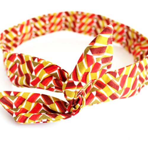 Bandeau rigide graphique moutarde et rouge