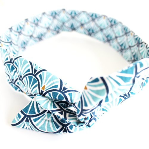 Bandeau rigide femme éventails turquoise