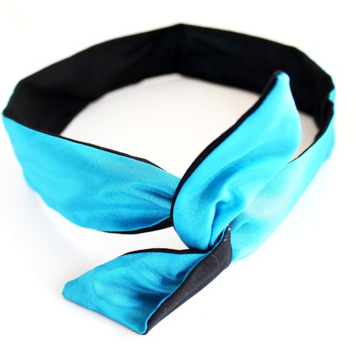 Bandeau rigide femme taffetas turquoise et noir