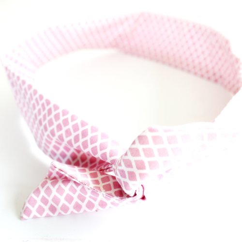 Bandeau cheveux rigide graphique rose et blanc