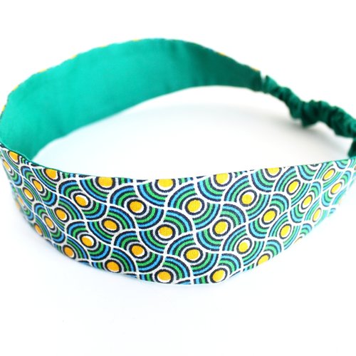 Bandeau cheveux femme wax vert et jaune