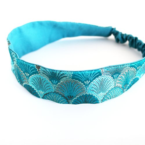 Bandeau cheveux femme taffetas turquoise