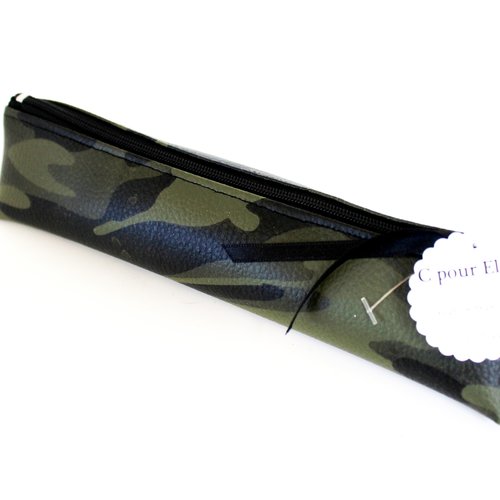 Trousse brosse à dents et dentifrice simili cuir militaire