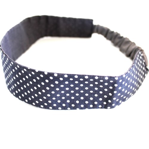 Bandeau cheveux femme à pois gris et blanc