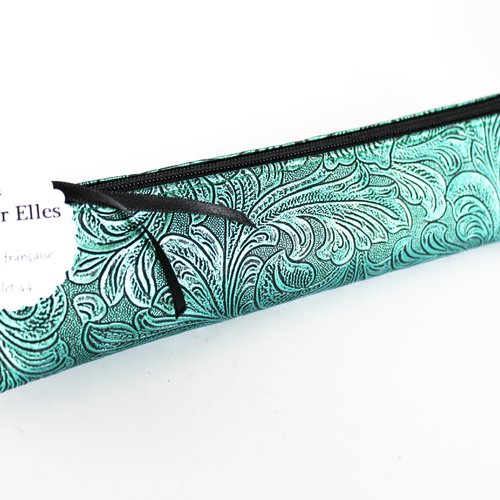 Trousse pour brosse à dents et dentifrice simili verte et noire