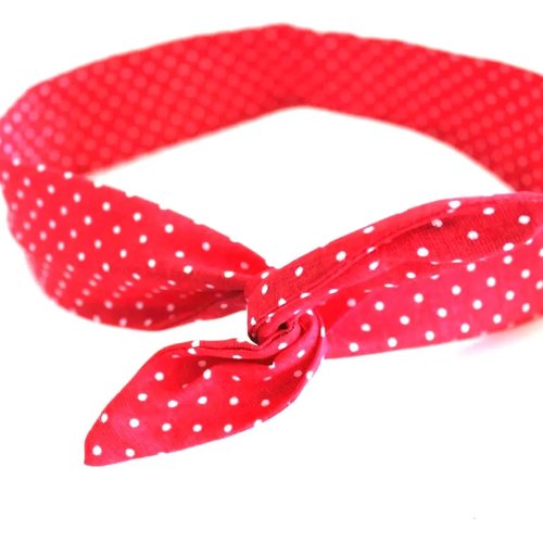 Bandeau cheveux rigide  à pois rouge et blanc