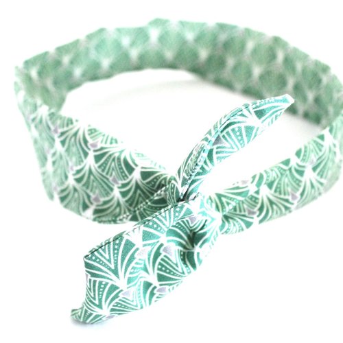 Bandeau rigide femme vert et blanc