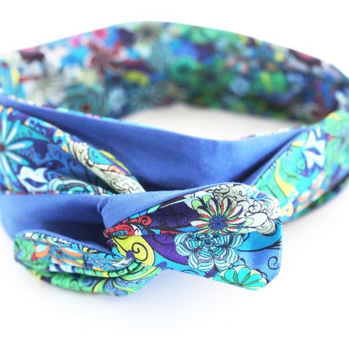 Bandeau cheveux rigide femme fleurs multicolore