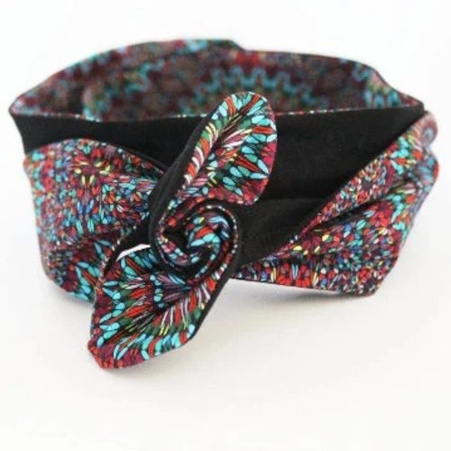 Bandeau cheveux rigide femme imprimé mandalas multicolores