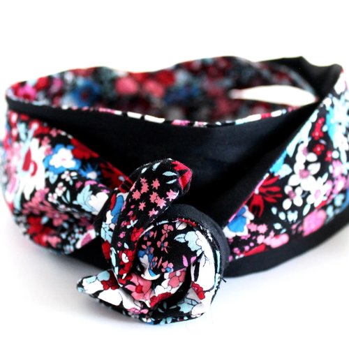 Bandeau cheveux rigide femme imprimé fleurs multicolores