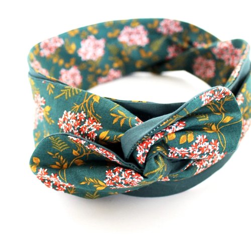 Bandeau cheveux rigide femme vert et orange