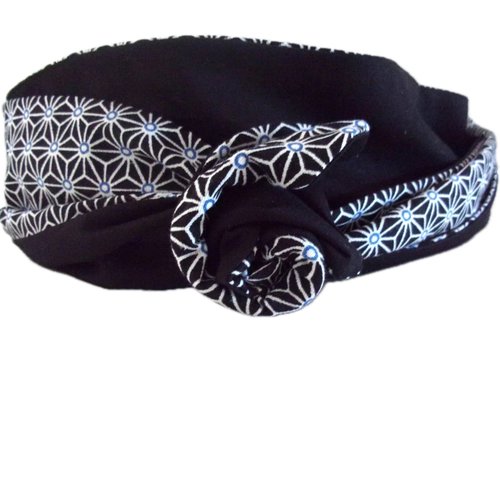 Bandeau cheveux rigide femme noir et blanc